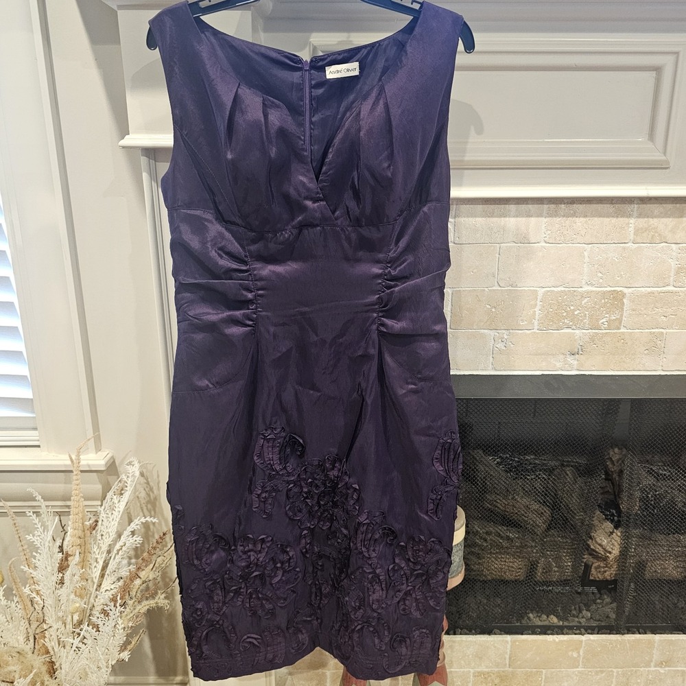 Andre Oliver Purple Cocktail Dress Womens 12